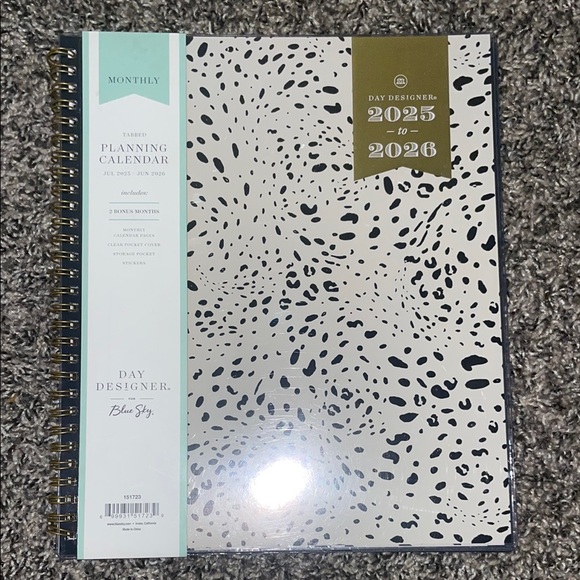 Blue Sky Other - Blue Sky Day Designer 2025-2026 Planner - Black and White